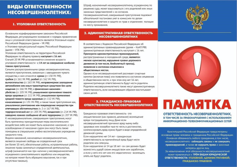 Памятка об ответственности несовершеннолетних. Памятка об ответственности несовершеннолетних.